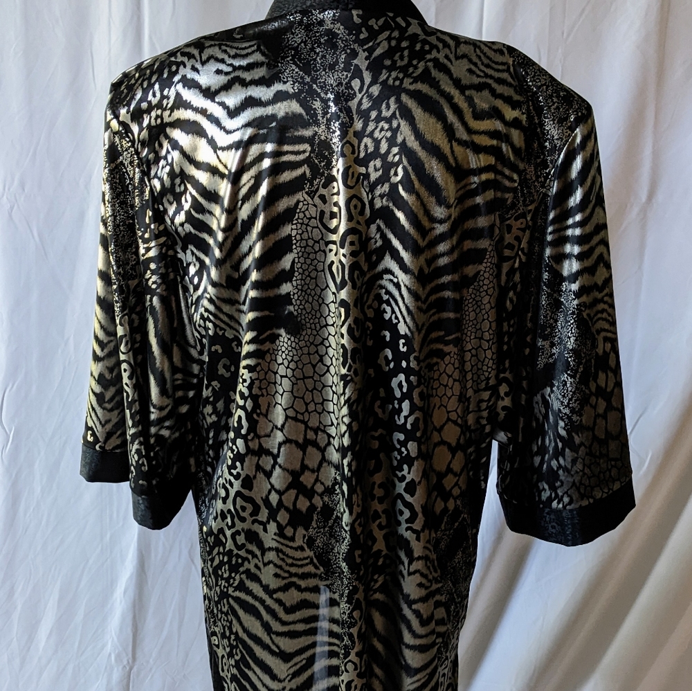 Vintage Lady Gregory Duster/Komono/Jacket Black & Animal Print Size 16W - Picture 6 of 7